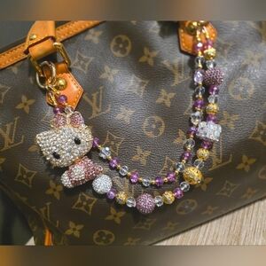 Sparkling Kitty Beaded Handbag Charm